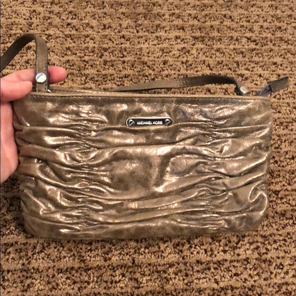 Michael Kors Webster metallic clutch/shoulder bag
